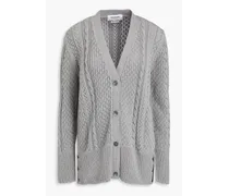 Cable and pointelle-knit cardigan - Gray