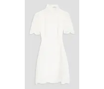 Guipure lace and cotton-poplin mini dress - White
