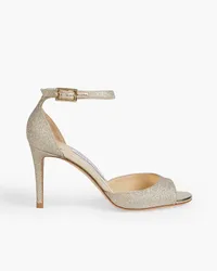 Jimmy Choo Annie 85 glittered leather sandals - Metallic Metallic