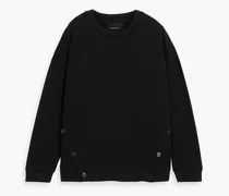 Button-detailed jersey sweatshirt - Black