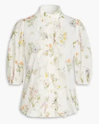 Zimmermann Ruffled floral-print cotton blouse - White White