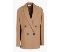 Double-breasted faille blazer - Neutral