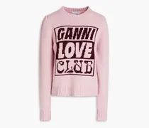 Intarsia wool-blend sweater - Pink