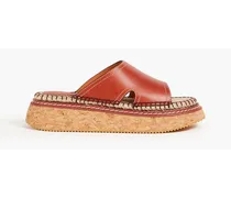 Leather espadrille slides - Brown