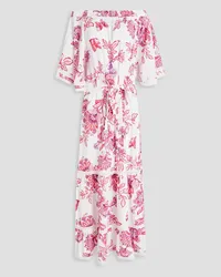 Melissa Odabash Flora off-the-shoulder floral-print voile maxi dress - White White