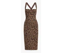 Leopard-print stretch-knit midi dress - Animal print