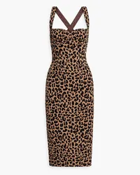 GALVAN Leopard-print stretch-knit midi dress - Animal print Animal