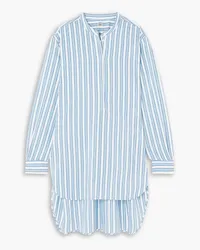 Totême Striped cotton and silk-blend shirt - Blue Blue