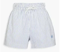 Striped cotton-blend poplin shorts - Blue