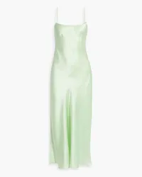 RIXO Holly polka-dot silk-satin jacquard midi slip dress - Green Green