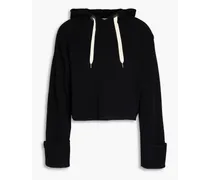 Cropped ribbed cotton hoodie - Black
