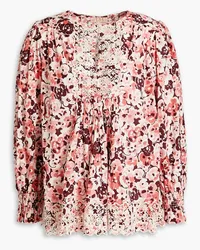 byTiMo Gathered floral-print cotton top - Pink Pink