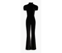 Alice Olivia - Jorah ruffled velvet jumpsuit - Black