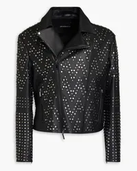 Emporio Armani Studded leather biker jacket - Black Black