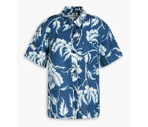 Otto floral-print hemp shirt - Blue