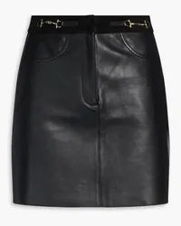 Maje Suede-trimmed leather mini skirt - Black Black