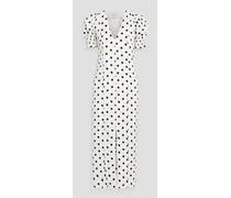 Bella polka-dot charmeuse maxi dress - White