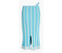Gelato striped ribbed cotton-blend midi skirt - Blue