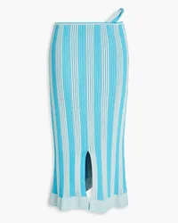 Jacquemus Gelato striped ribbed cotton-blend midi skirt - Blue Blue