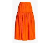 Safina silk-habotai midi skirt - Orange