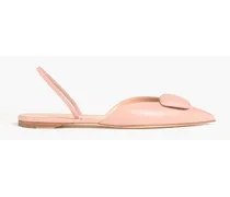 Appliquéd leather point-toe flats - Pink