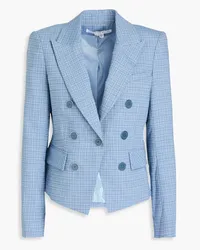 Veronica Beard Diego button-embellished checked woven blazer - Blue Blue