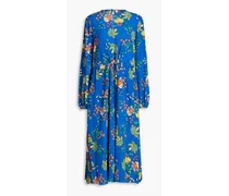 Sydney floral-print crepe de chine midi dress - Blue