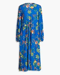 Diane von Furstenberg Sydney floral-print crepe de chine midi dress - Blue Blue