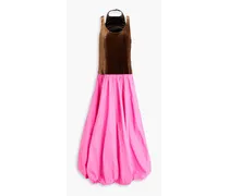 Gathered velvet and taffeta maxi dress - Pink
