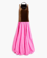 Valentino Garavani Gathered velvet and taffeta maxi dress - Pink Pink