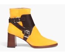 Two-tone leather and suede ankle boots - Yellow