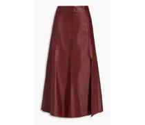 Leather midi skirt - Burgundy