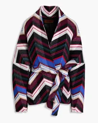 Missoni Belted striped wool coat - Black Black