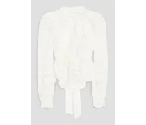 Patrizia ruffled cotton guipure lace blouse - White