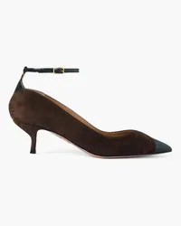 Aquazzura Pinot 50 patent leather-trimmed suede pumps - Brown Brown