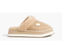 Shearling platform slippers - Neutral