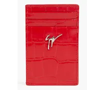 Croc-effect leather cardholder - Red