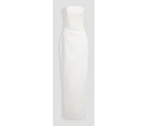 Strapless twill maxi dress - White