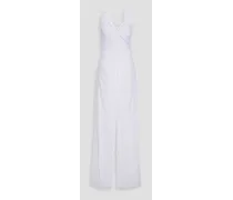 Isa open-back crocheted lace-paneled cotton-blend voile jumpsuit - White