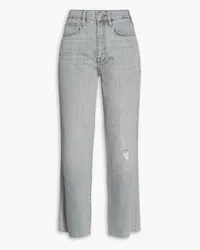 Frame Denim Le Jane cropped distressed high-rise straight-leg jeans - Gray Gray