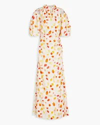 Rachel Gilbert Archie cutout printed silk-blend crepe maxi dress - White White