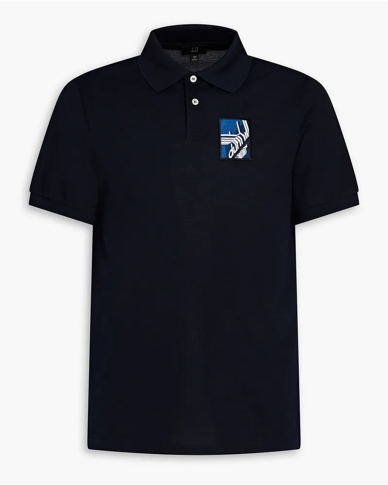 Dunhill Appliquéd cotton-piqué polo shirt - Blue Blue