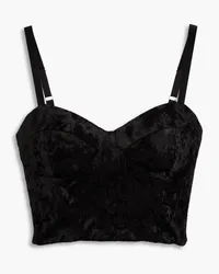 ROTATE Birger Christensen Cropped velvet bustier top - Black Black