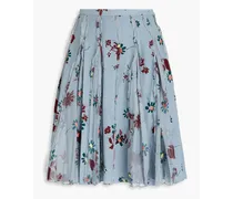 Floral-print silk crepe de chine mini skirt - Blue