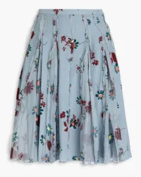 Valentino Garavani Floral-print silk crepe de chine mini skirt - Blue Blue