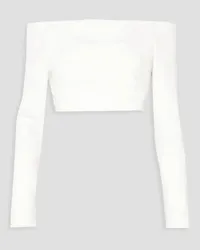 EMILIA WICKSTEAD Gerda off-the-shoulder cropped wool-crepe top - White White