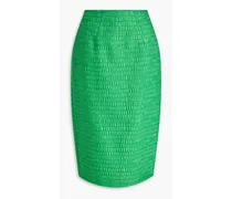 Cotton-blend cloqué midi skirt - Green