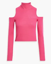 LAPOINTE Cold-shoulder cashmere and silk-blend turtleneck sweater - Pink Pink