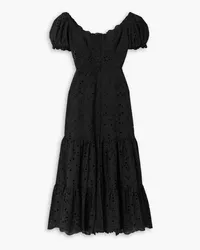 Charo Ruiz Lana tiered broderie anglaise cotton-blend midi dress - Black Black