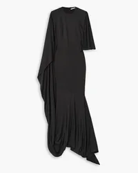 Stella McCartney Cape-effect asymmetric jersey maxi dress - Black Black